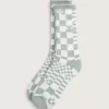 Chaussettes mi-mollet à motif damier