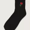 Chaussettes mi-mollet à motif rose unique