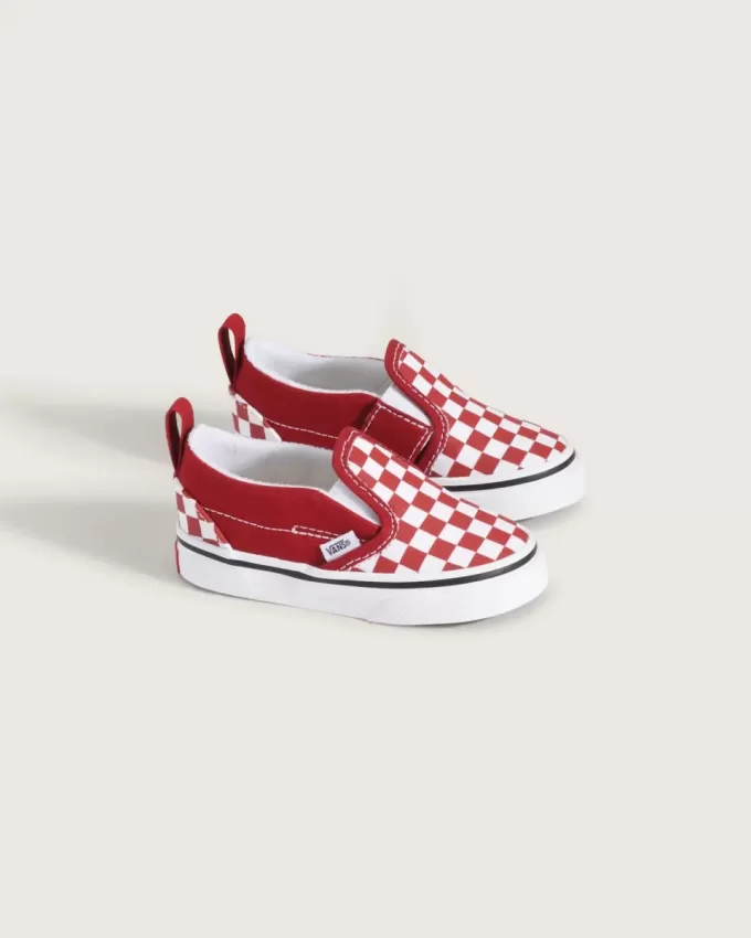 Chaussures classiques à enfiler en V pour tout-petits, motif damier