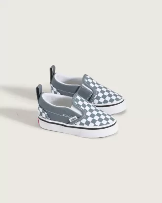 Chaussures classiques à enfiler en V pour tout-petits, motif damier