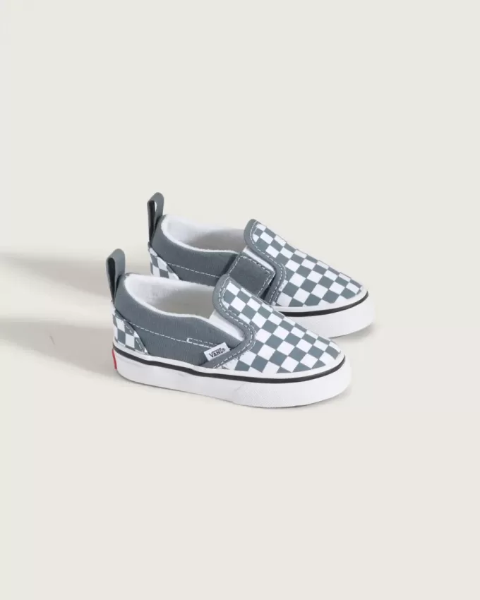 Chaussures classiques à enfiler en V pour tout-petits, motif damier