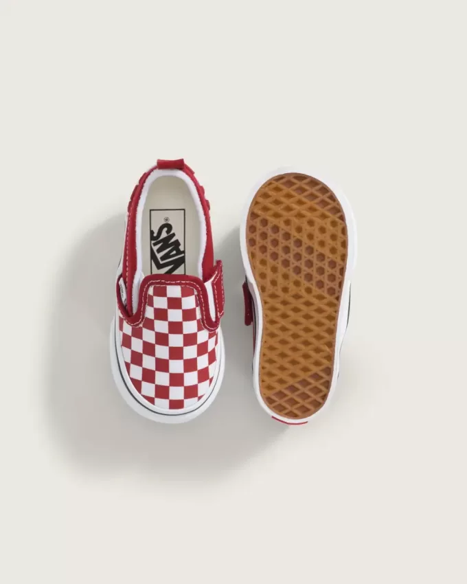 Chaussures classiques à enfiler en V pour tout-petits, motif damier