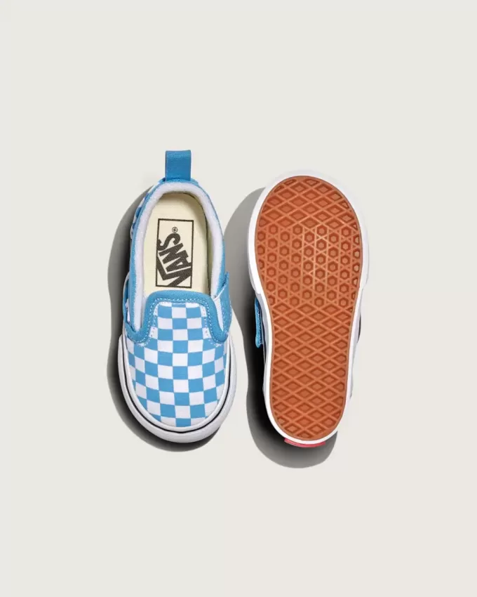 Chaussures classiques à enfiler en V pour tout-petits, motif damier