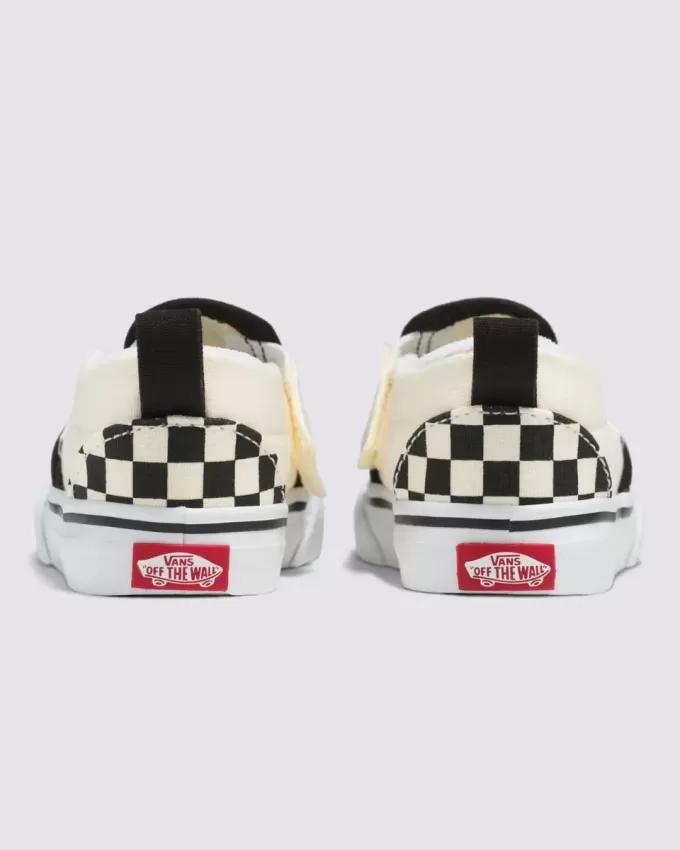 Chaussures classiques à enfiler en V pour tout-petits, motif damier