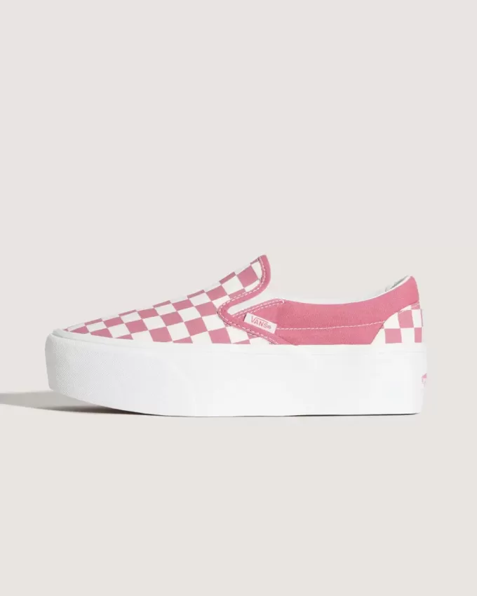 Chaussures classiques à enfiler et à plateforme en damier