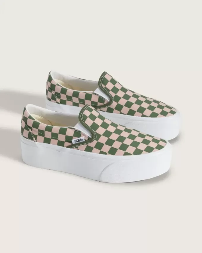 Chaussures classiques à enfiler et à plateforme en damier