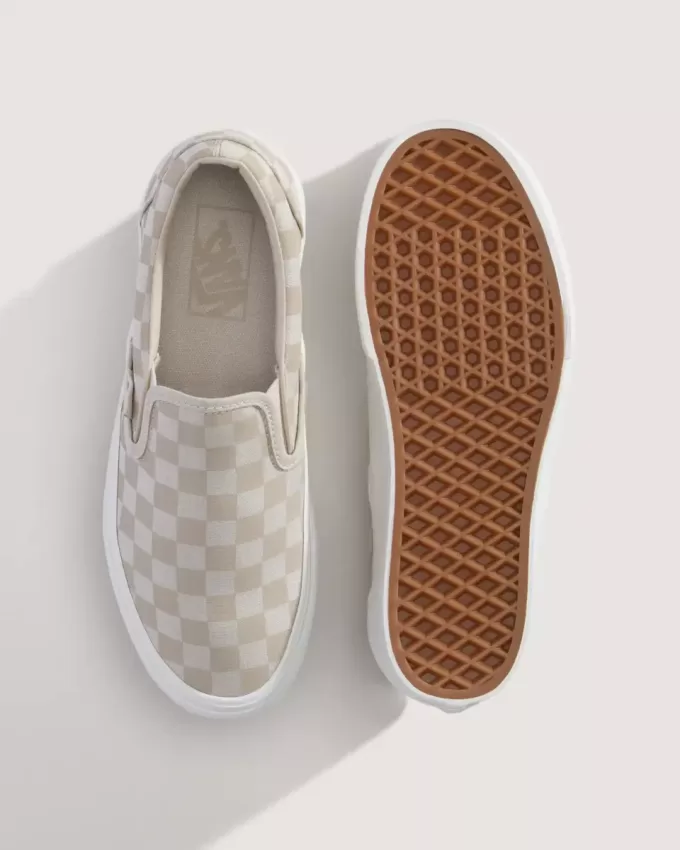 Chaussures classiques à enfiler et à plateforme en damier