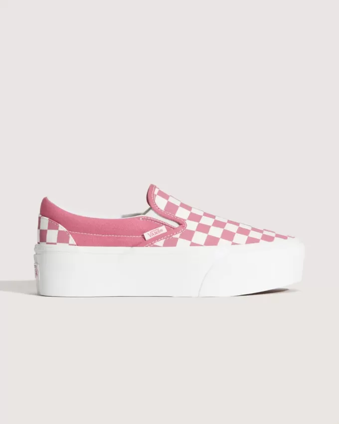 Chaussures classiques à enfiler et à plateforme en damier