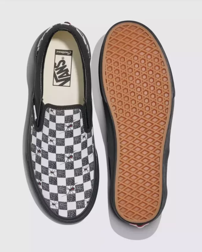 Chaussures classiques à enfiler à motif damier d&rsquo;Halloween Customs