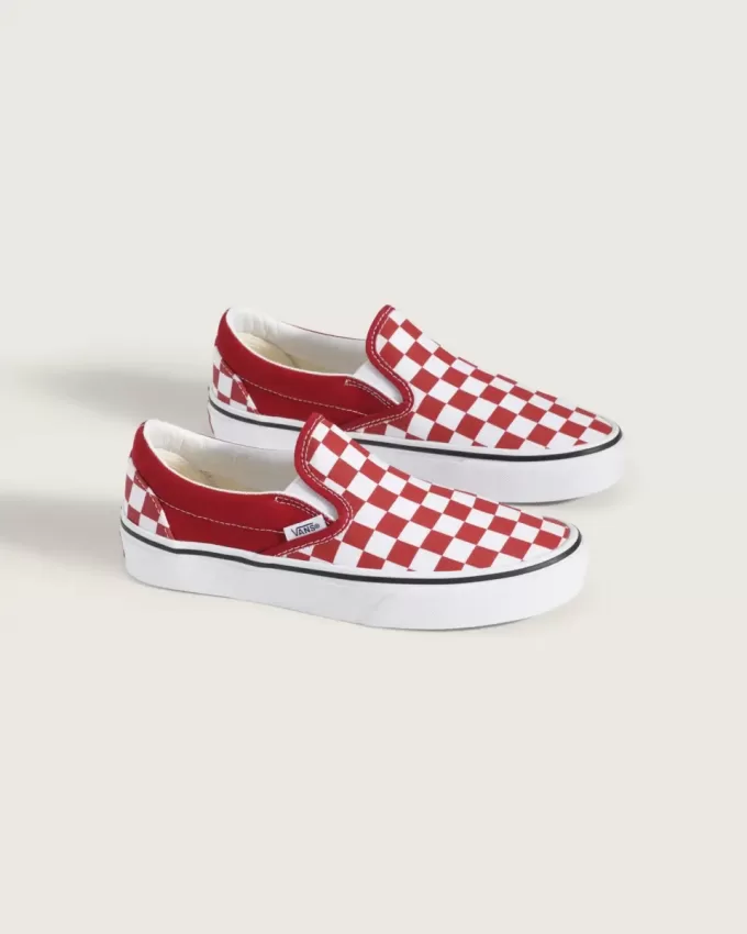 Chaussures classiques à enfiler à motif damier pour grands enfants