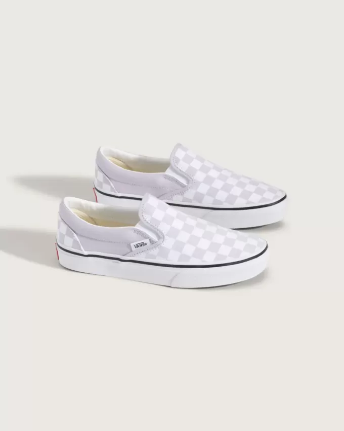 Chaussures classiques à enfiler à motif damier pour grands enfants