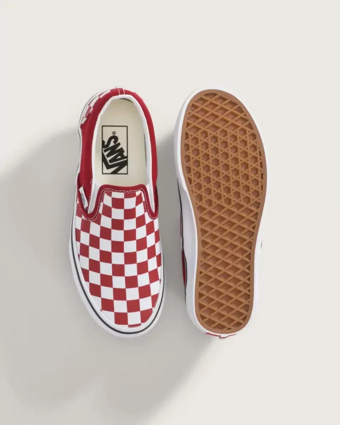 Chaussures classiques à enfiler à motif damier pour grands enfants
