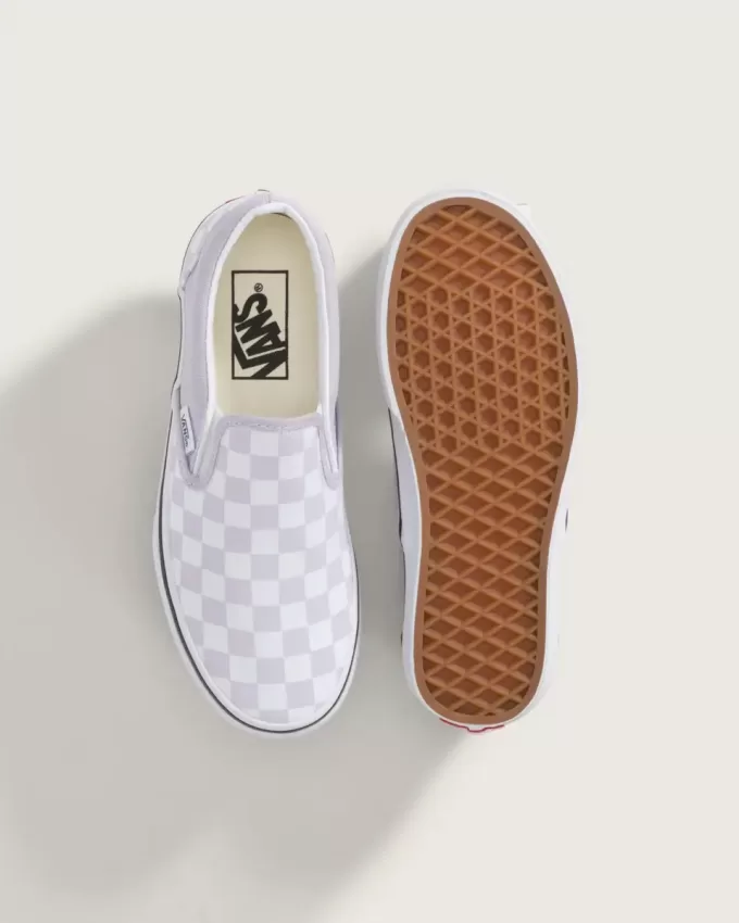 Chaussures classiques à enfiler à motif damier pour grands enfants