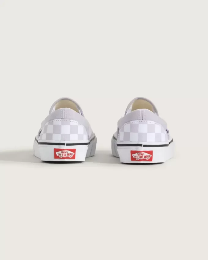 Chaussures classiques à enfiler à motif damier pour grands enfants