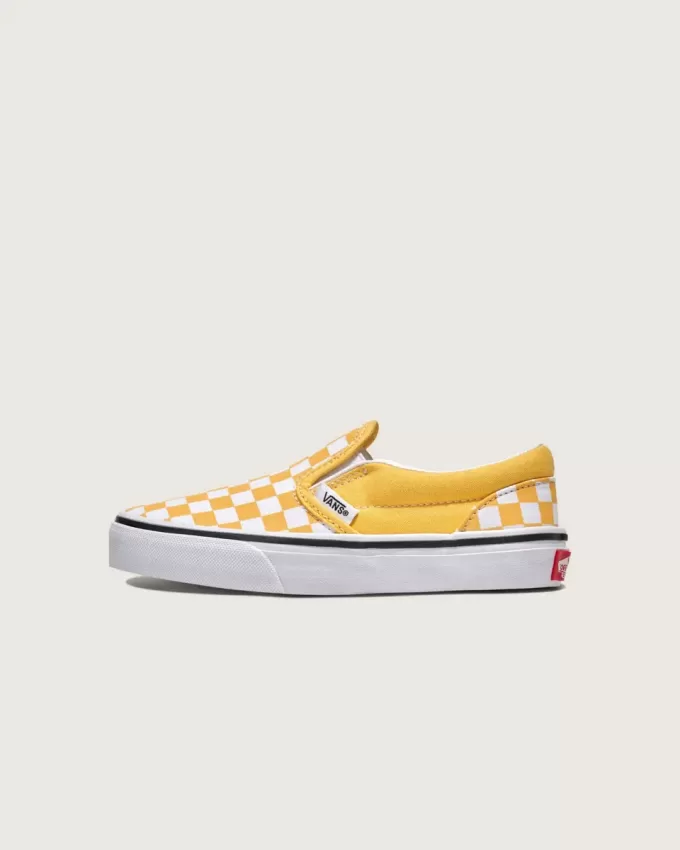 Chaussures classiques à enfiler à motif damier pour petits enfants