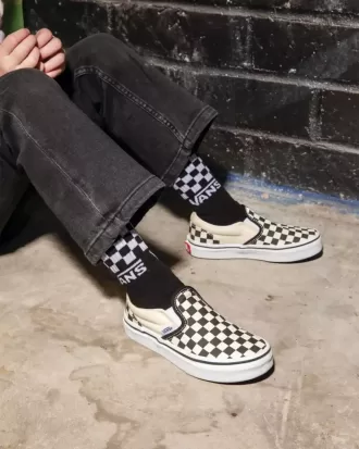 Chaussures classiques à enfiler à motif damier pour petits enfants