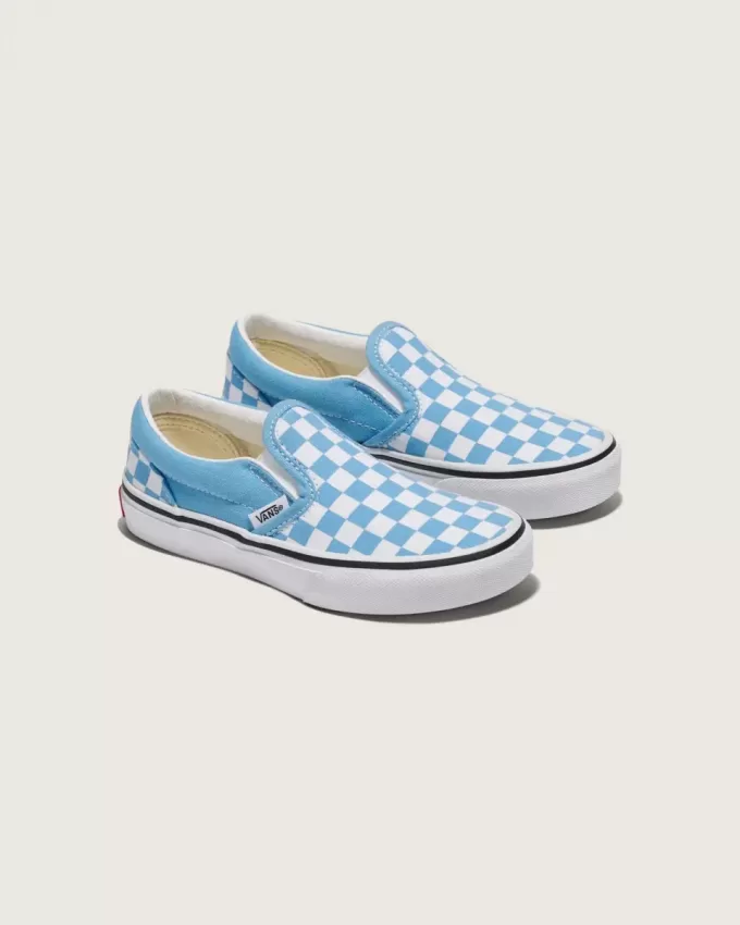 Chaussures classiques à enfiler à motif damier pour petits enfants