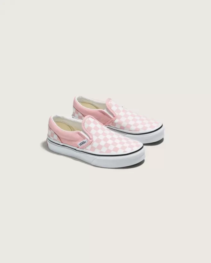 Chaussures classiques à enfiler à motif damier pour petits enfants
