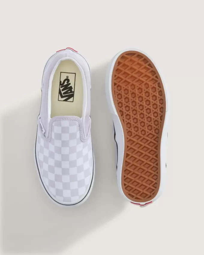 Chaussures classiques à enfiler à motif damier pour petits enfants