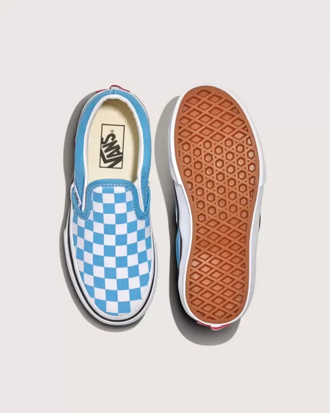 Chaussures classiques à enfiler à motif damier pour petits enfants