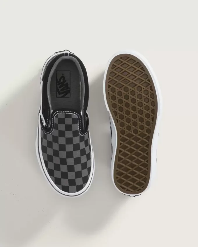 Chaussures classiques à enfiler à motif damier pour petits enfants