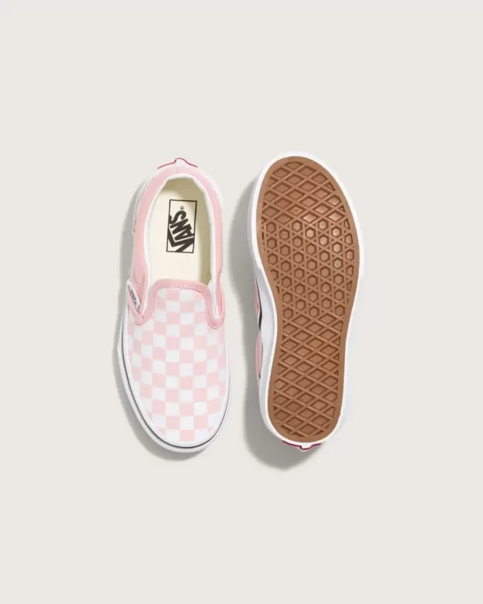 Chaussures classiques à enfiler à motif damier pour petits enfants
