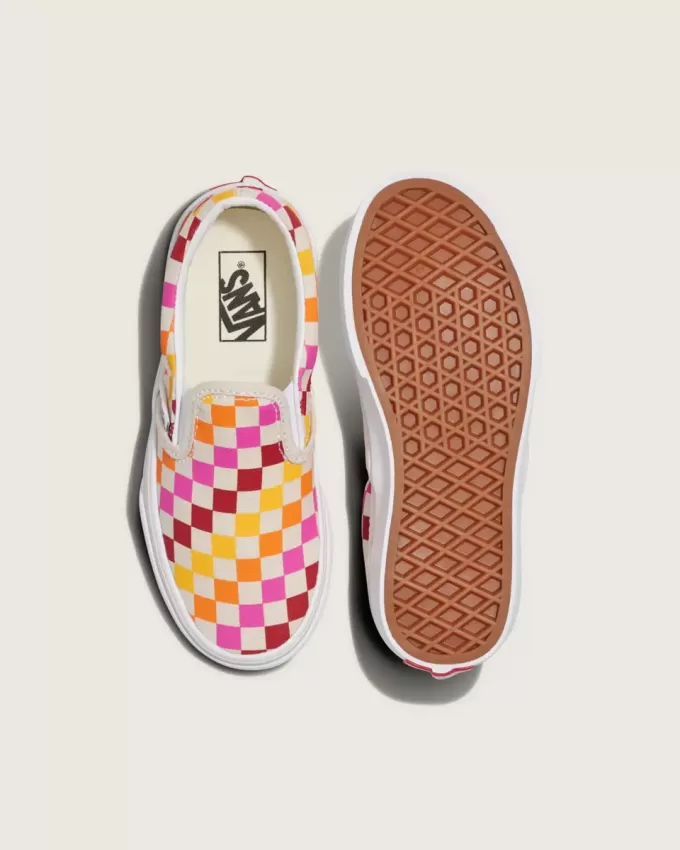Chaussures classiques à enfiler à motif damier pour petits enfants