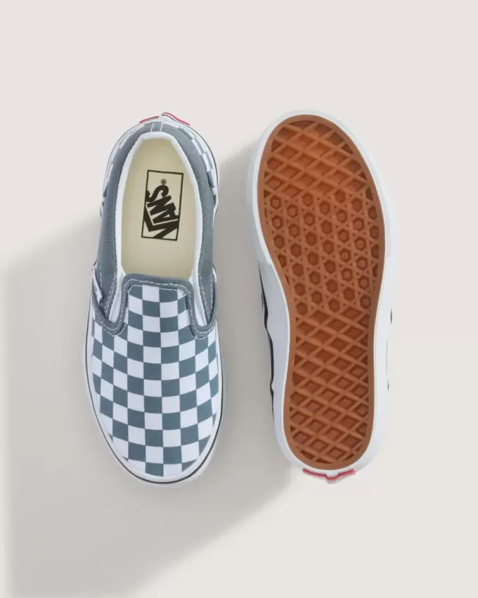 Chaussures classiques à enfiler à motif damier pour petits enfants
