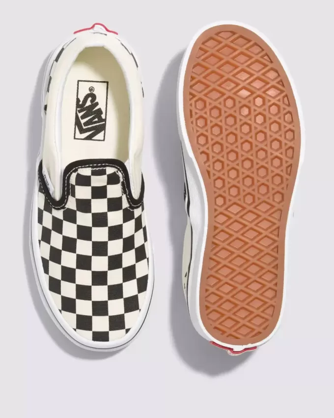Chaussures classiques à enfiler à motif damier pour petits enfants