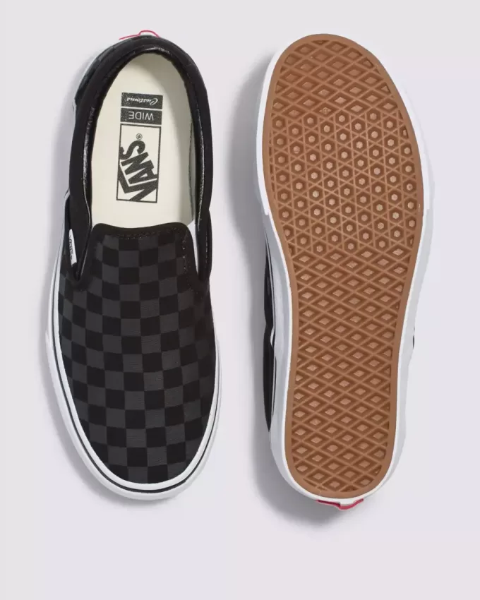 Chaussures larges à enfiler classiques à motif damier Customs