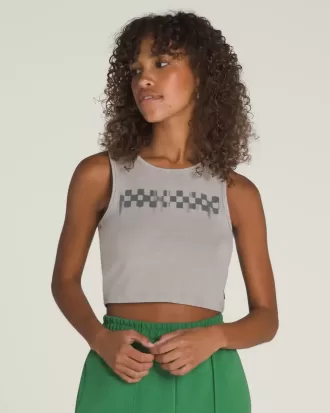 Débardeur court ajusté à damier