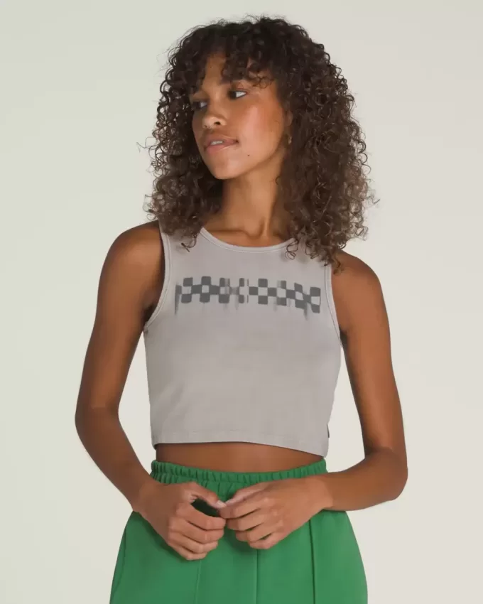 Débardeur court ajusté à damier