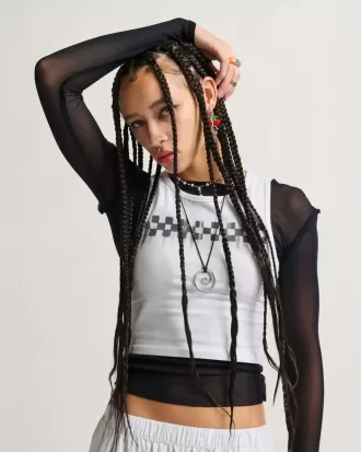 Débardeur court ajusté à damier