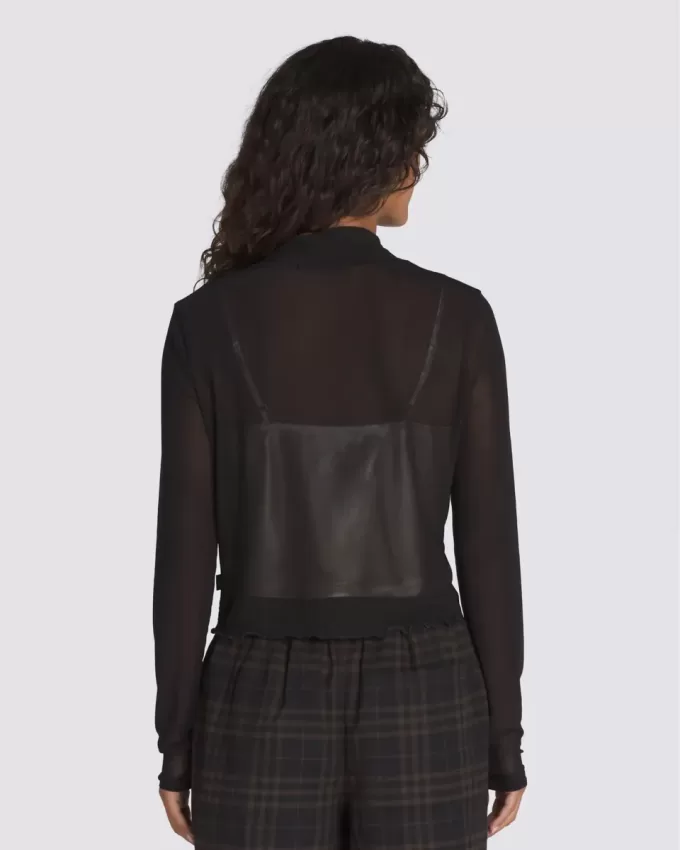 Haut à manches longues en satin et maille