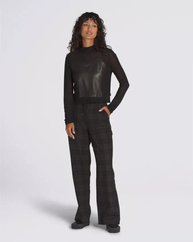 Haut à manches longues en satin et maille