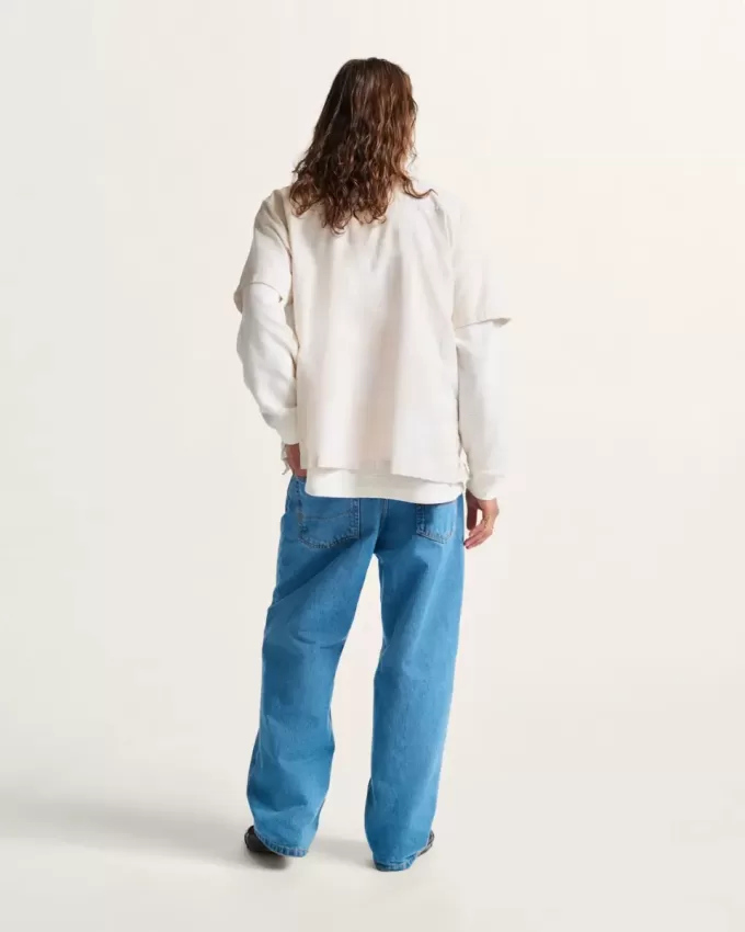 Pantalon en jean baggy Check-5