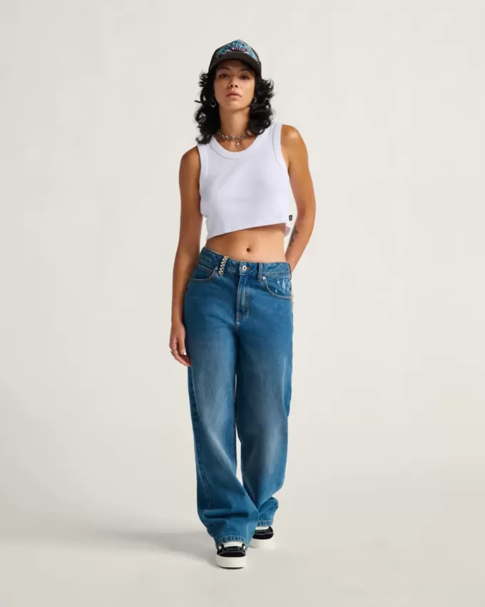 Pantalon en jean brodé Sirelle