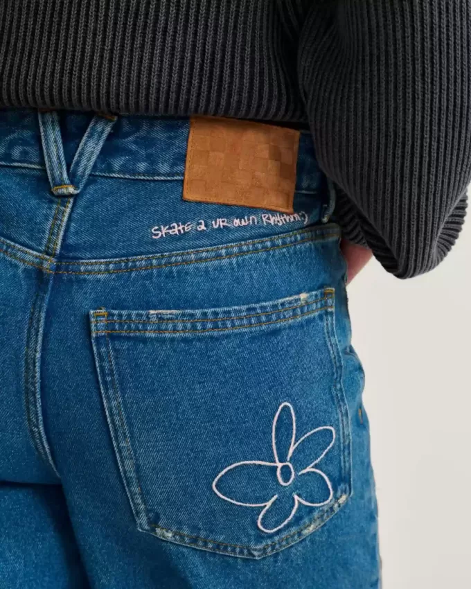 Pantalon en jean brodé Sirelle