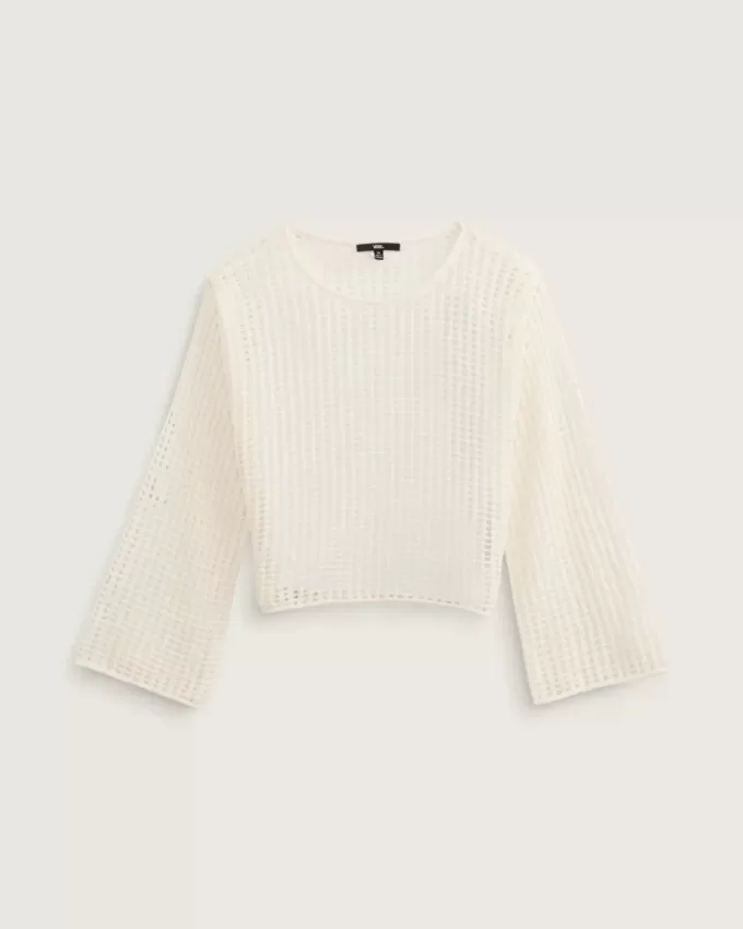 Pull court en maille ajourée Mila