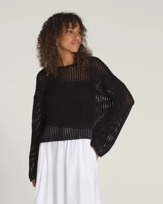 Pull court en maille ajourée Mila