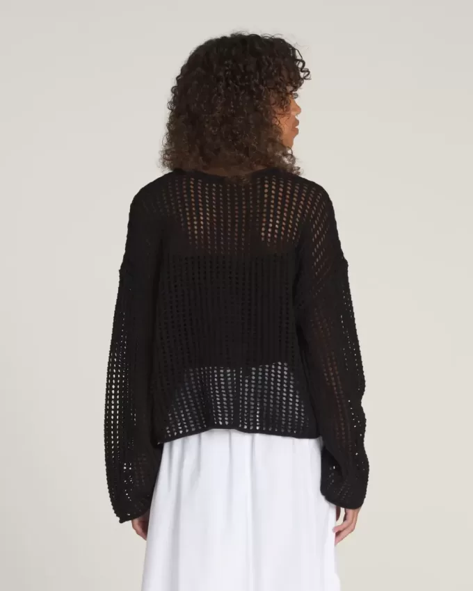 Pull court en maille ajourée Mila