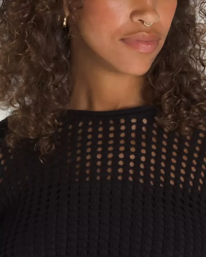 Pull court en maille ajourée Mila