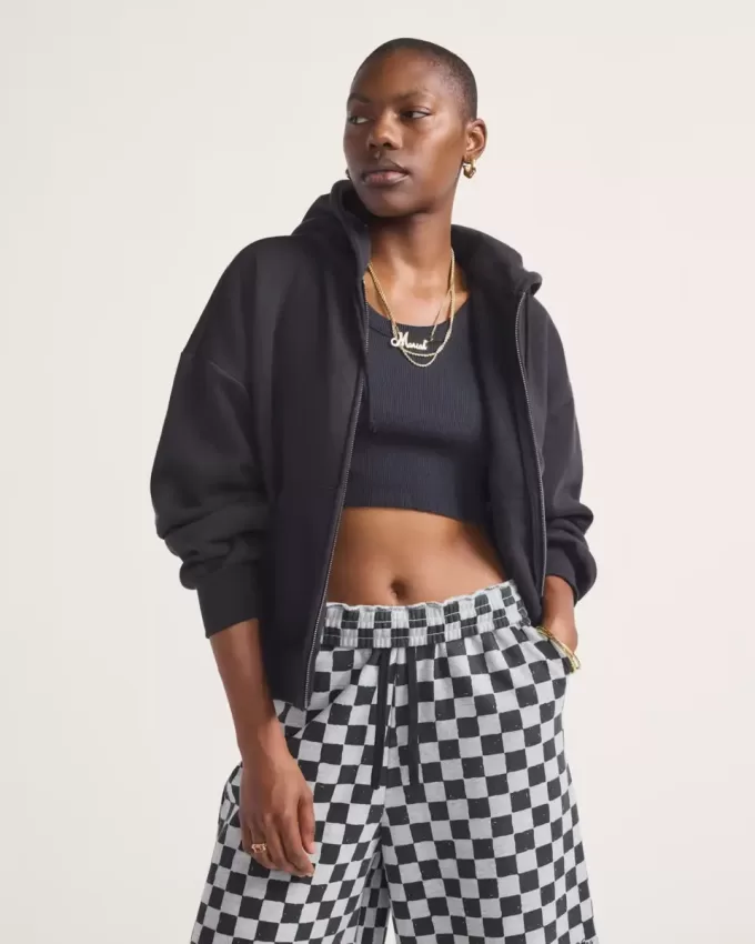 Sweat à capuche zippé rétro à double paume