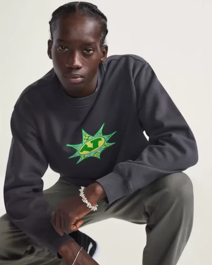 Sweat-shirt ras du cou à carreaux étoilés