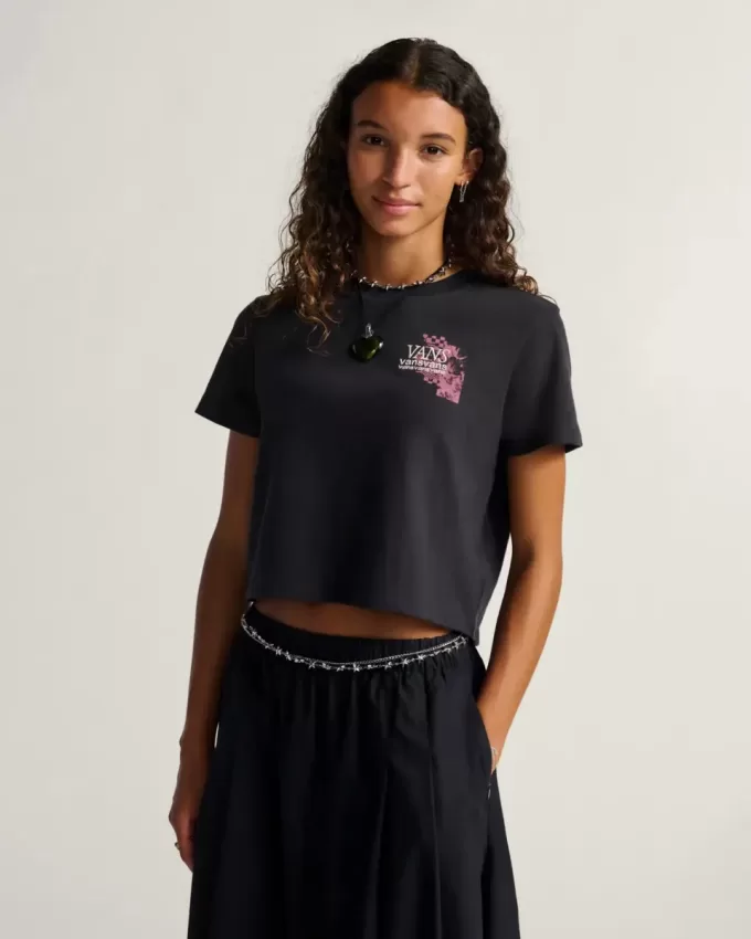 T-shirt court à fleurs négatives