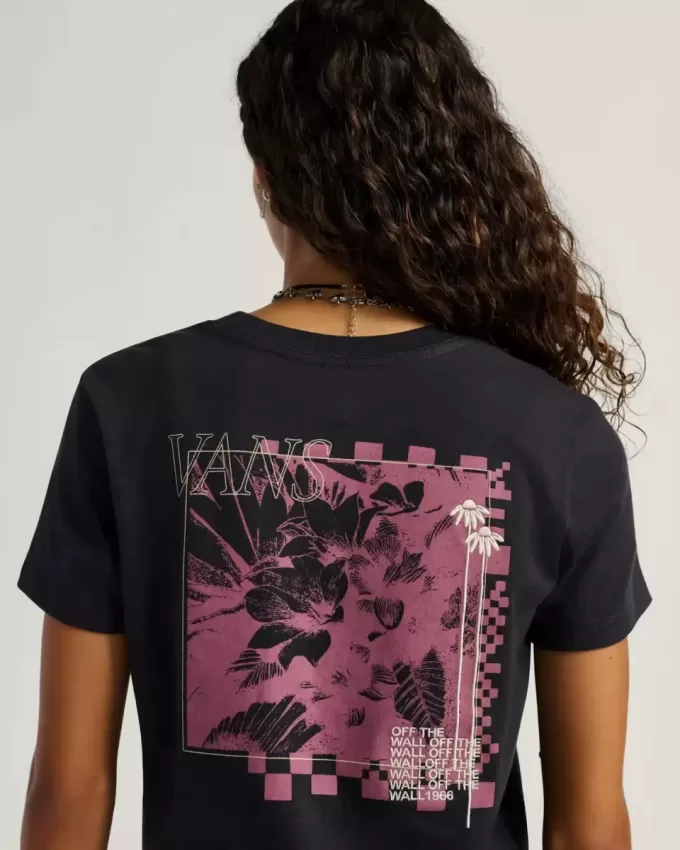 T-shirt court à fleurs négatives