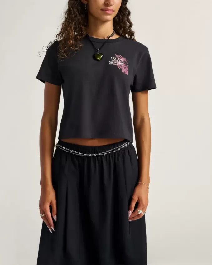 T-shirt court à fleurs négatives