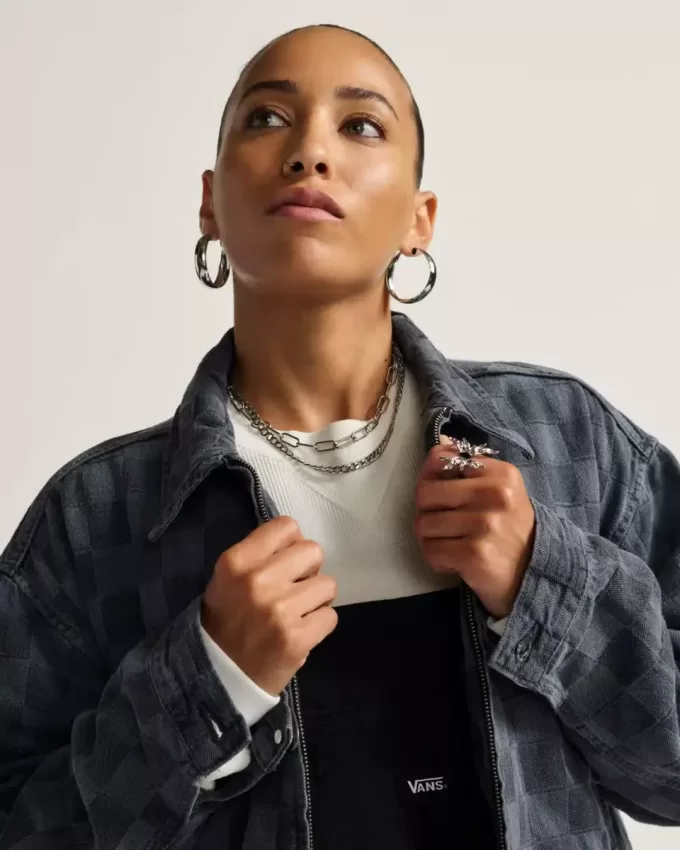 Veste en jean à carreaux Pitstop Station